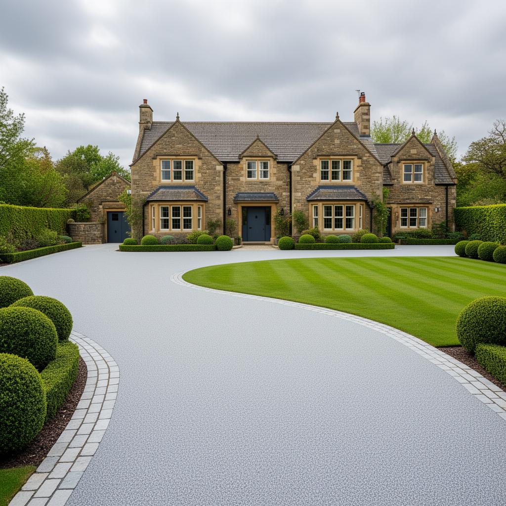 Landscaped garden and driveway